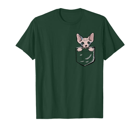 Adorable Little Sphynx Cat In The Pocket T-shirt T-Shirt