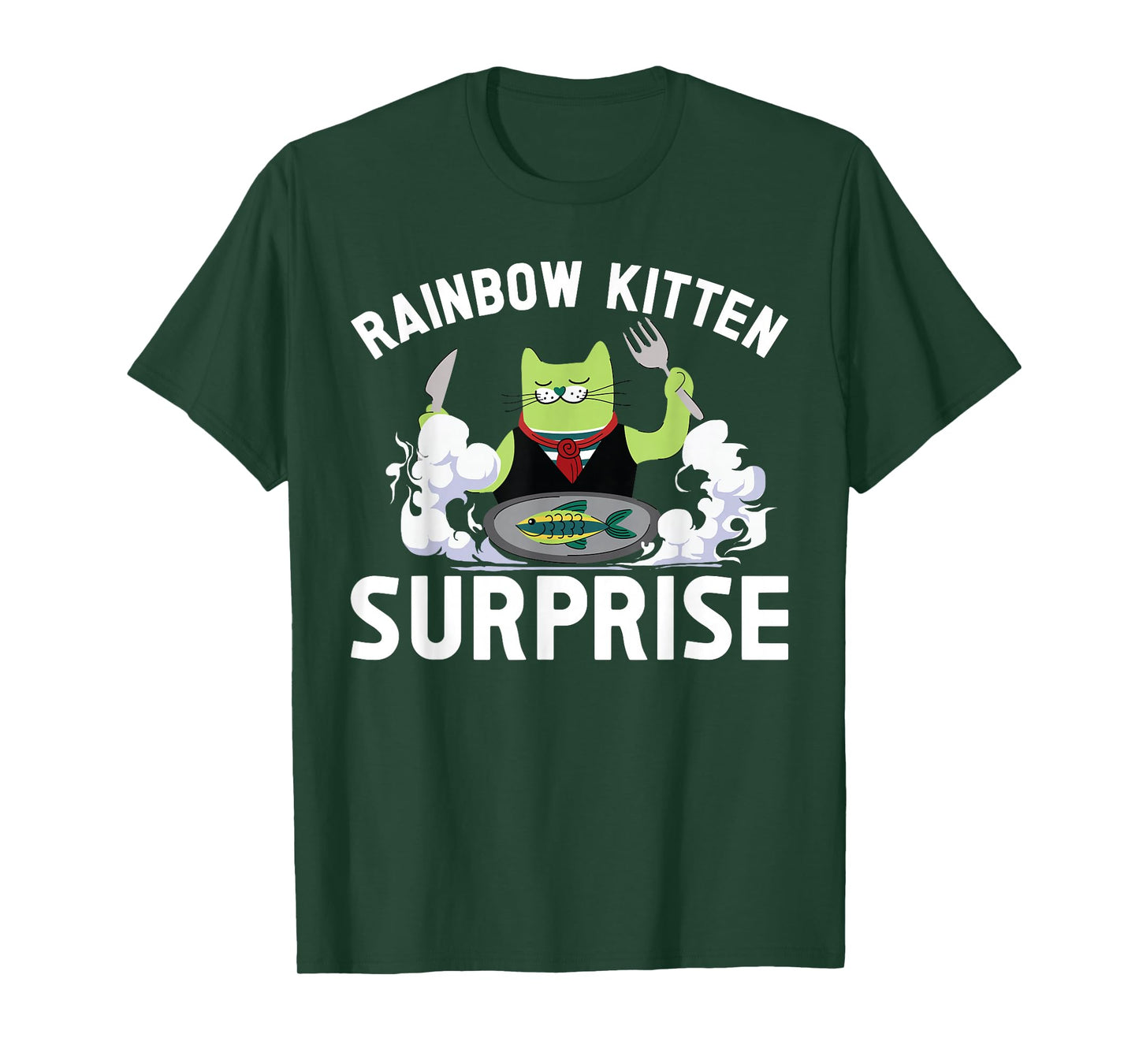 Cats Rainbow Kitten Surprise Cute Eat Retro Animals Vintage T-Shirt