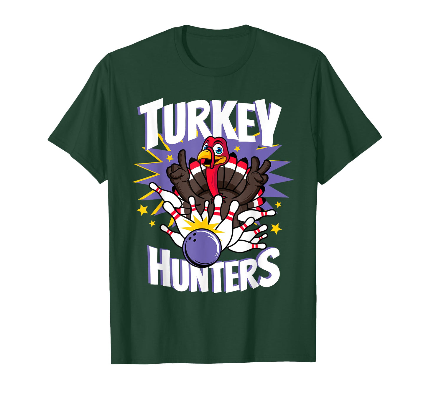 Funny Turkey Hunters Thanksgiving Bowler Bowling Player Gift T-Shirt