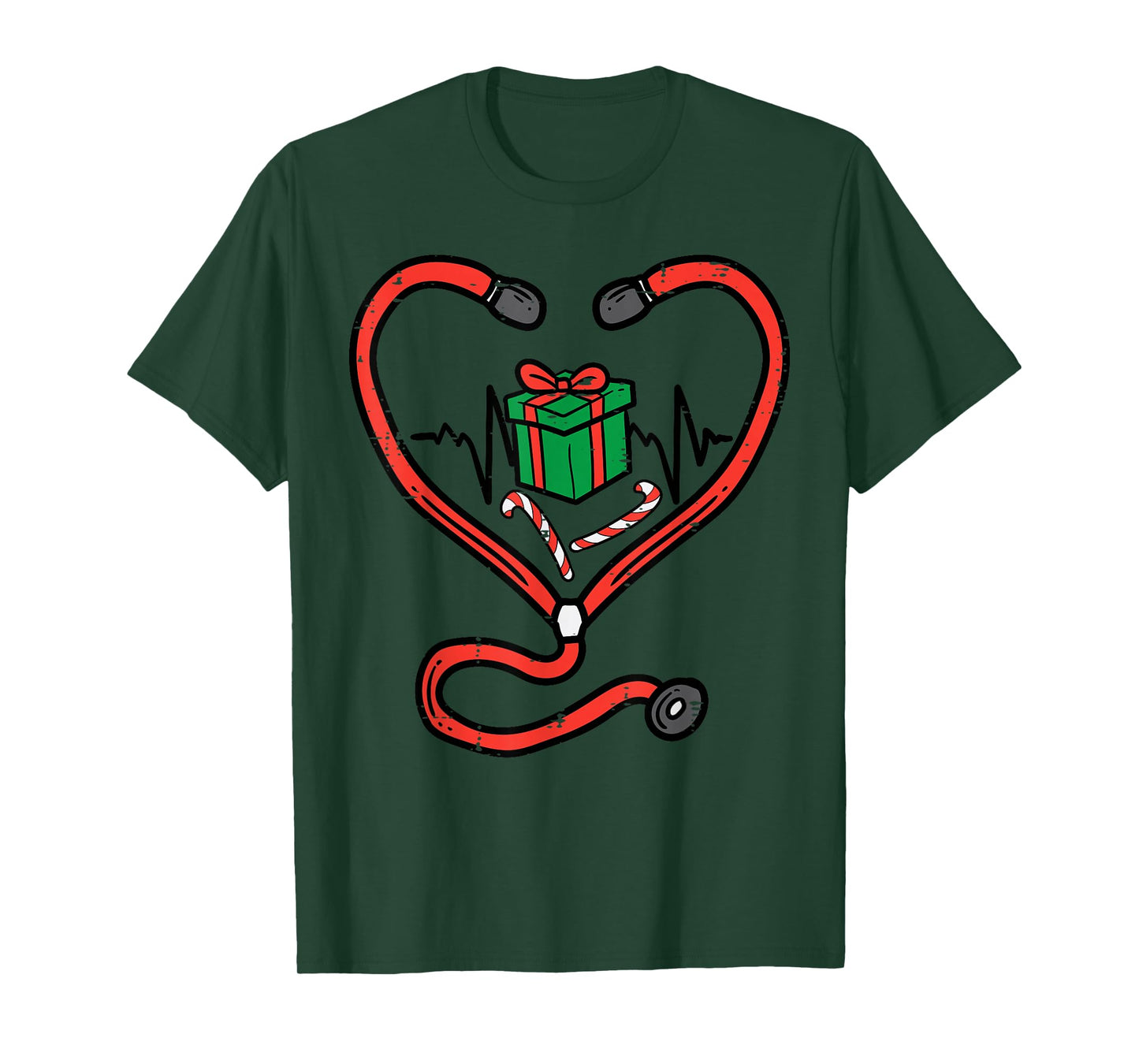 Christmas Stethoscope Nurse Xmas Nursing Scrub Top Women T-Shirt