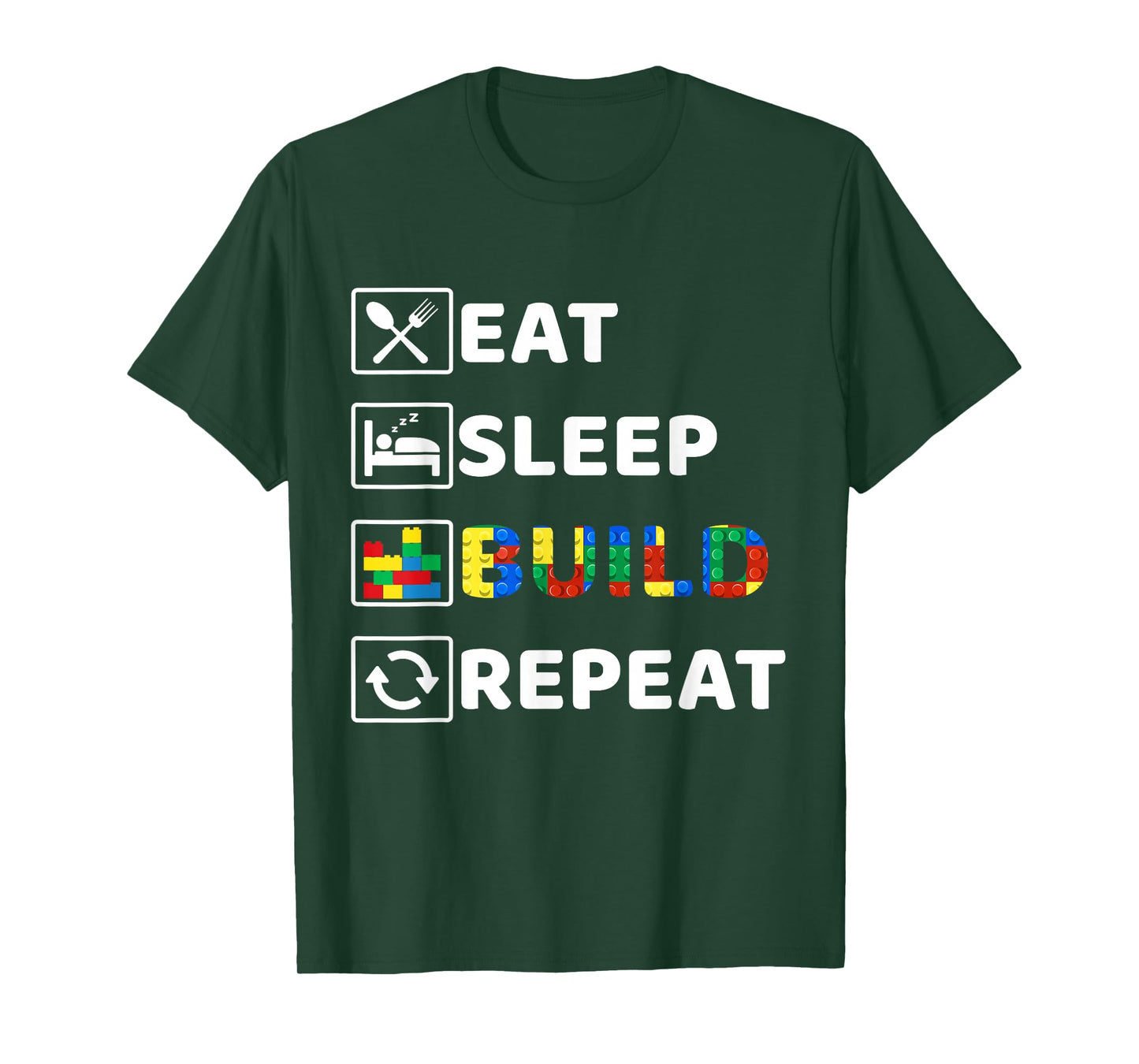 Eat Sleep Build Family Master Builder Building Bricks Blocks T-Shirt