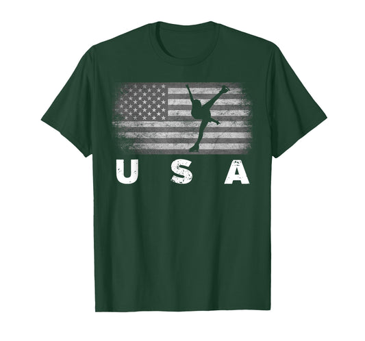 American Flag Figure Skating | Cute US Skaters Shirt Gift T-Shirt for Women Kids Men