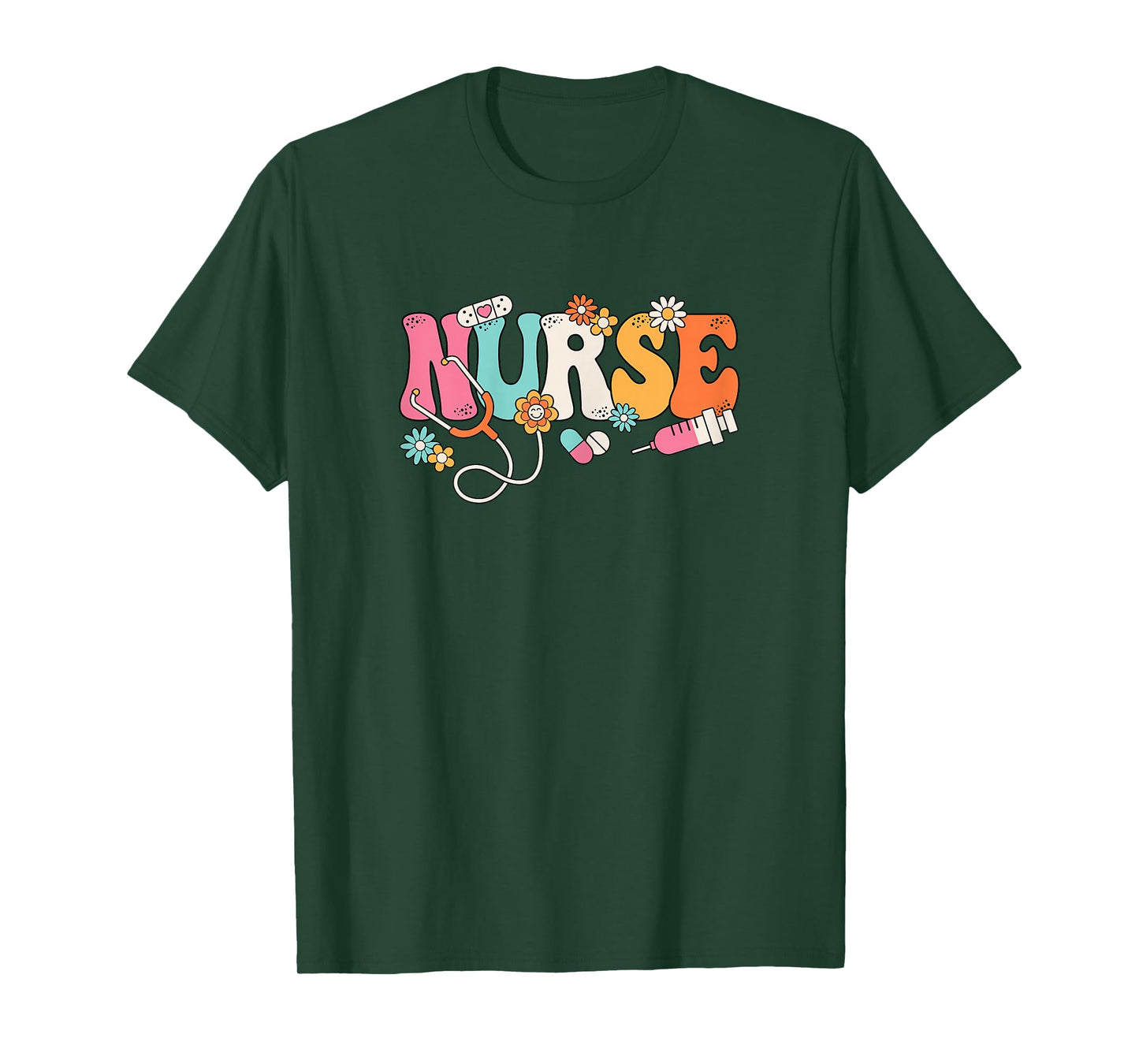 Cute Groovy Nurse Flower Nursing Women T-Shirt