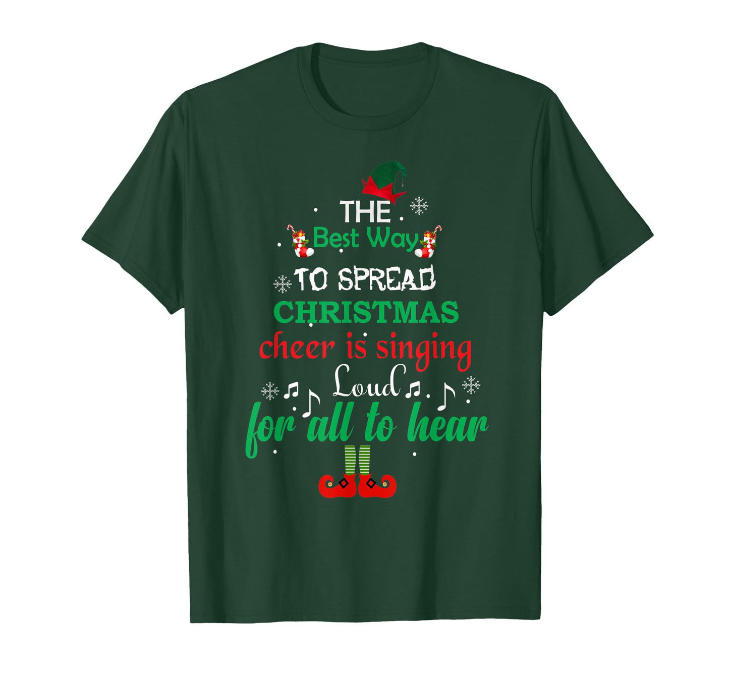 Elf Christmas Spread Cheer Tree T-Shirt T-Shirt