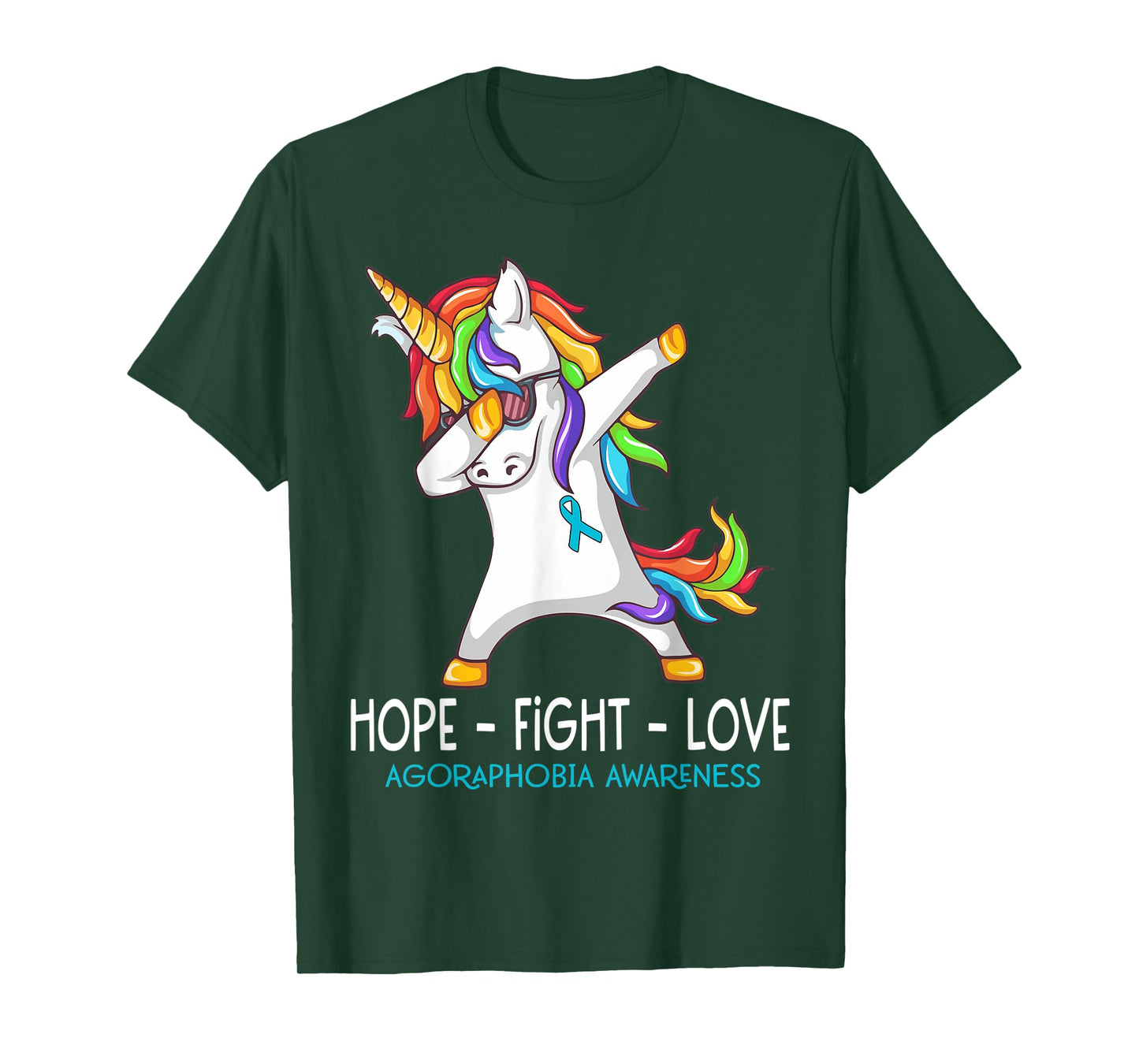 Unicorn Dabbing Hope Fight Love Agoraphobia Awareness T-Shirt
