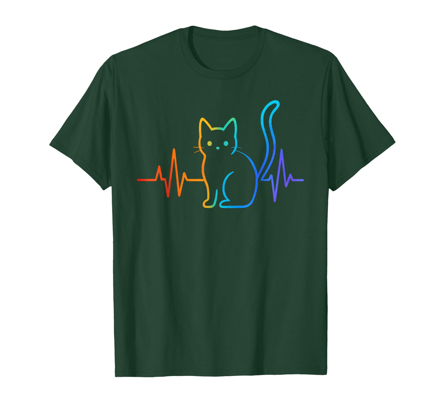 Colorful Heartbeat Cat Cute Cat Lover T-Shirt