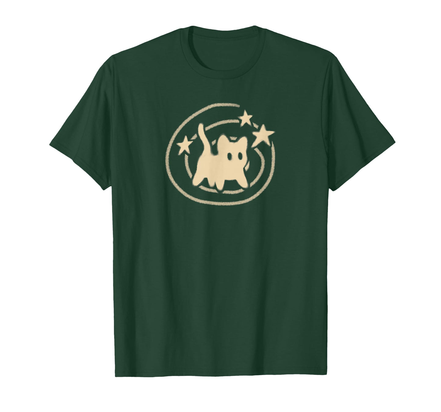 90s Y2K Scary Tomcat Cat is Scared Under Starry Tail T-Shirt