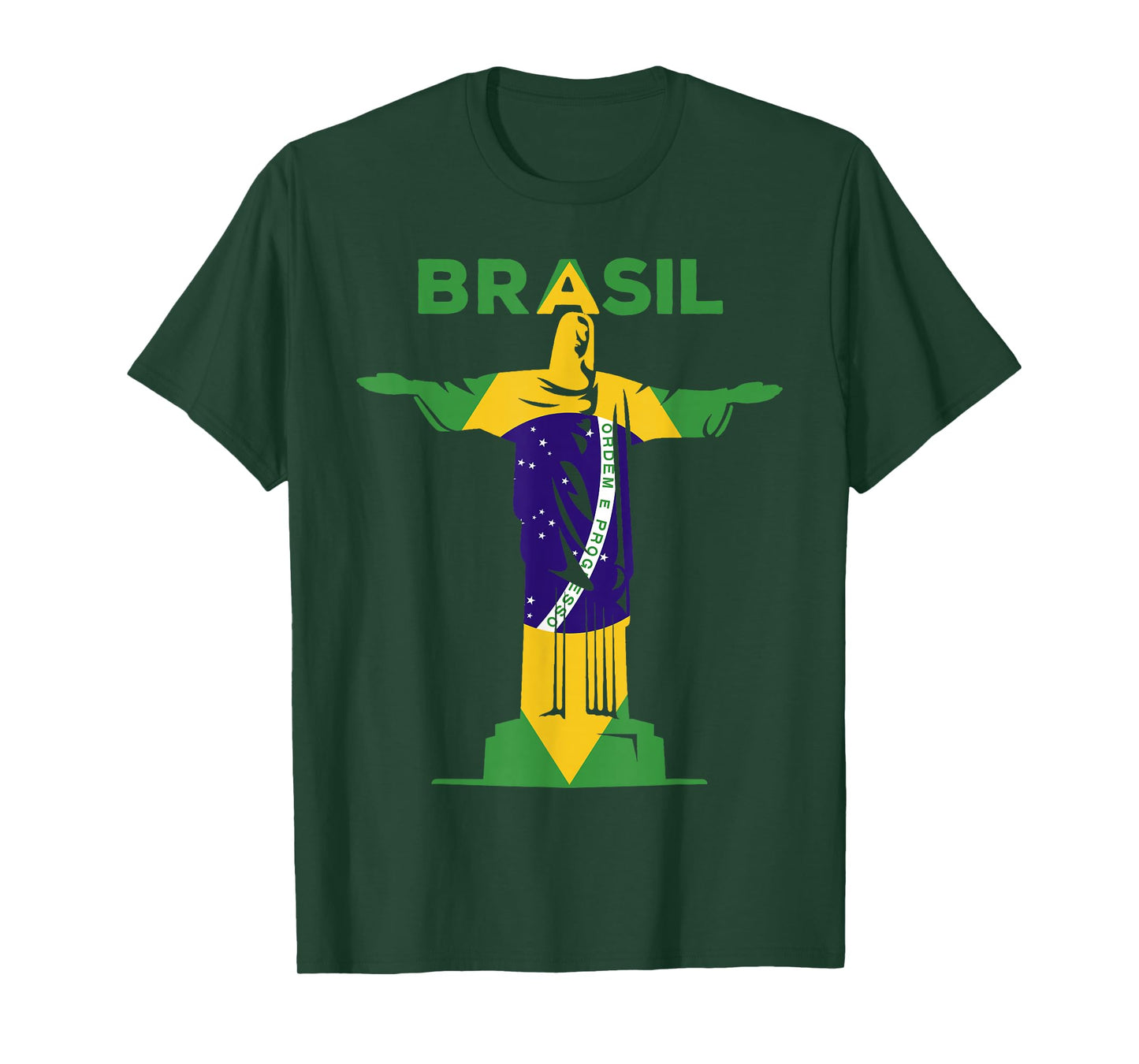 BRASIL - Christ The Redeemer Statue & Brazilian FLAG Pride T-Shirt