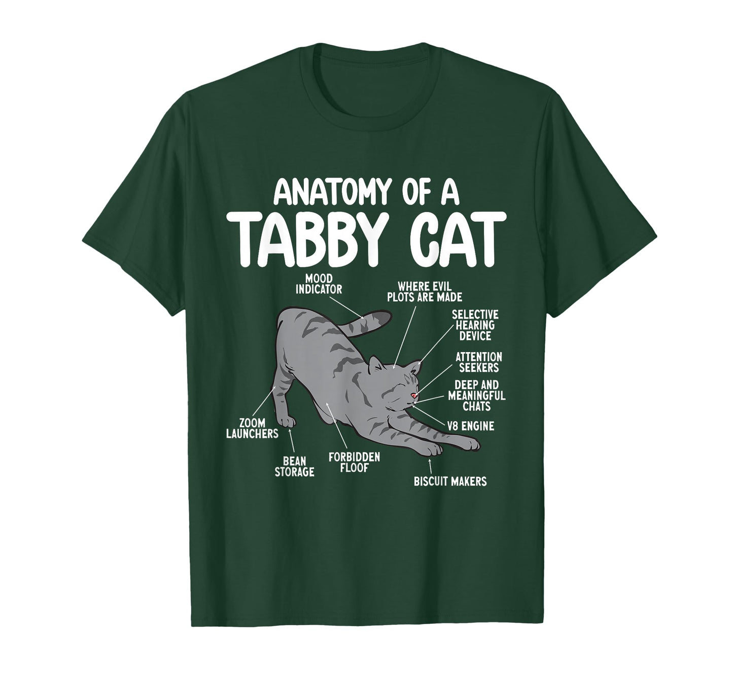 Gray Tabby Cat Anatomy Of A Tabby Cat T-Shirt