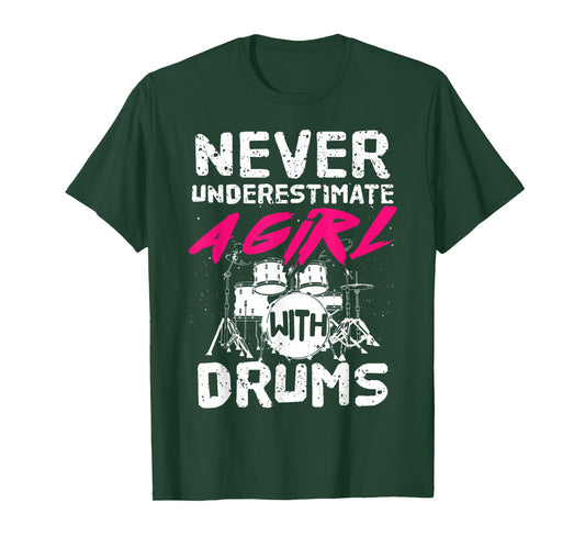 Funny Drummer Art For Girls Women Drumming Drum Set Drummer T-Shirt