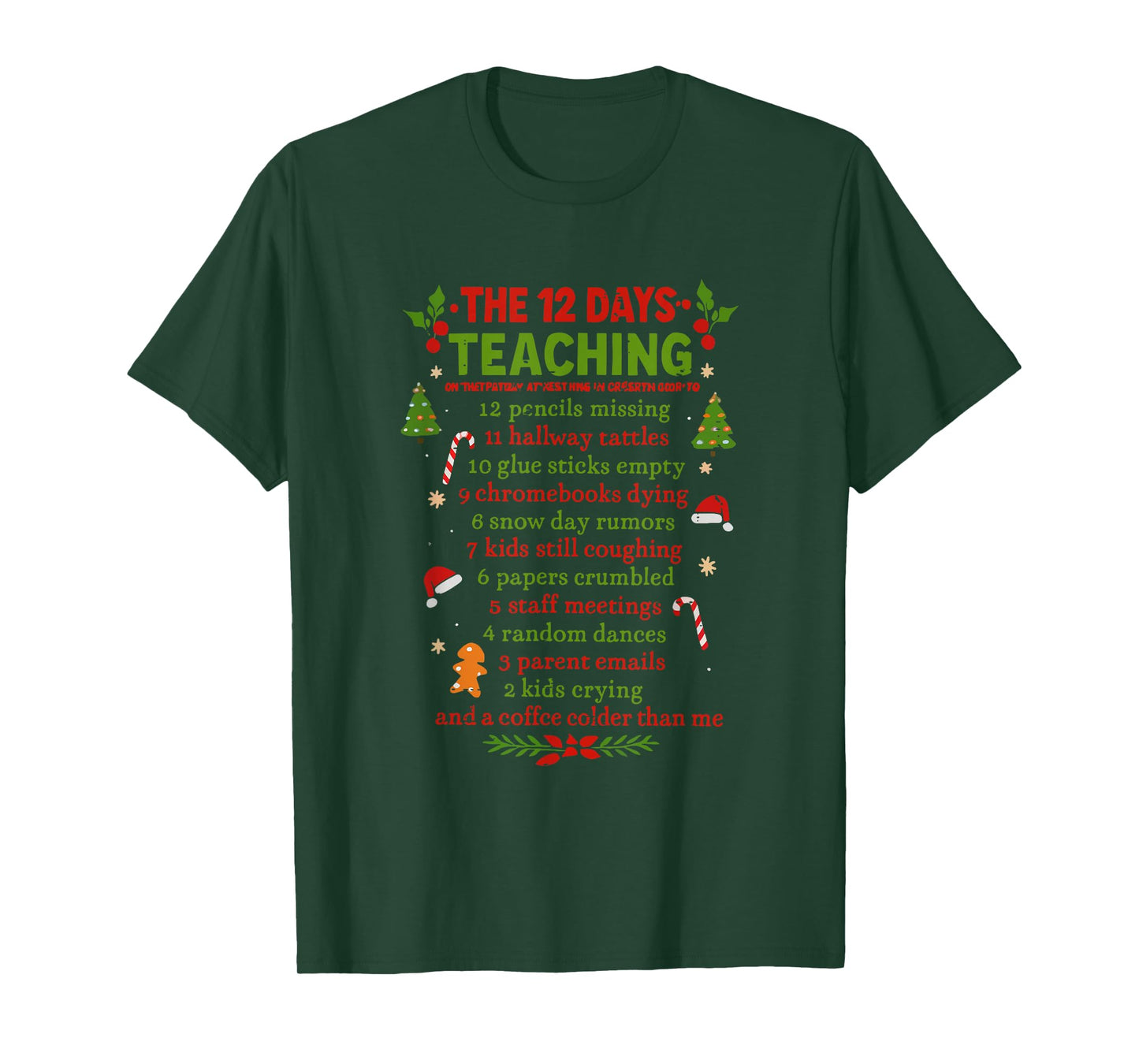 Retro The 12 Days of Teaching Christmas Teacher Xmas Holiday T-Shirt