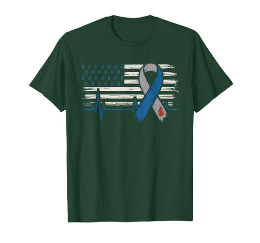 T1 Diabetes Awareness Diabetes Symbol USA Flag blue ribbon T-Shirt