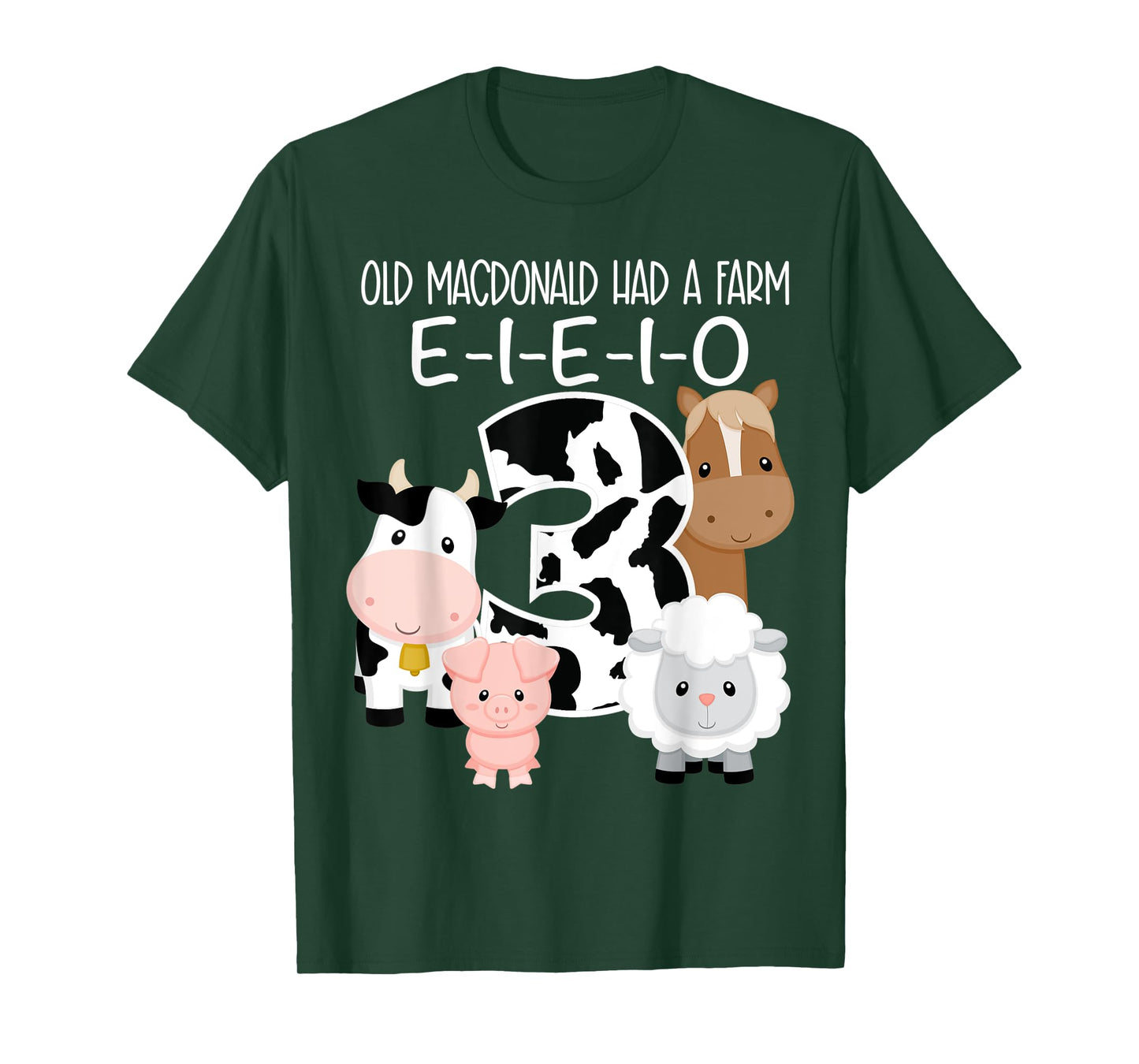 3rd Birthday Old MacDonald Farm Theme Birthday Farm Animals T-Shirt