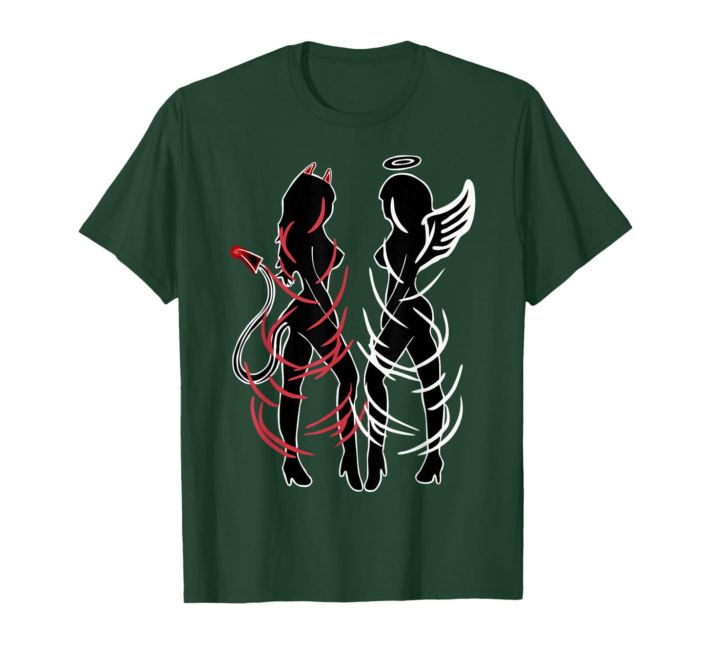 Sexy Women Illustration Duality Symbol Devil and Angel Girls T-Shirt