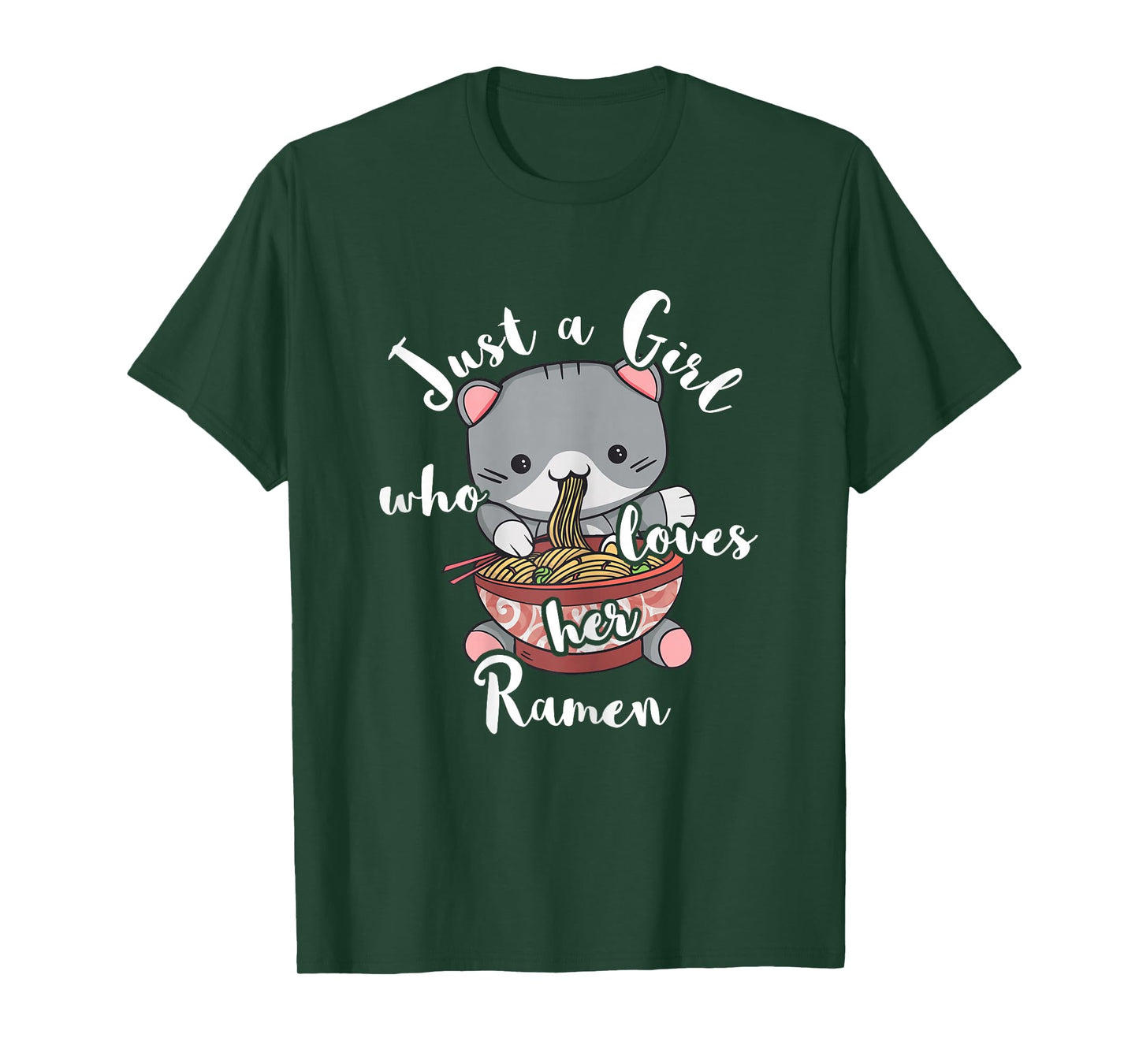 Ramen Girls Japanese Noodle Soup Food Cute Kawaii Cat T-Shirt