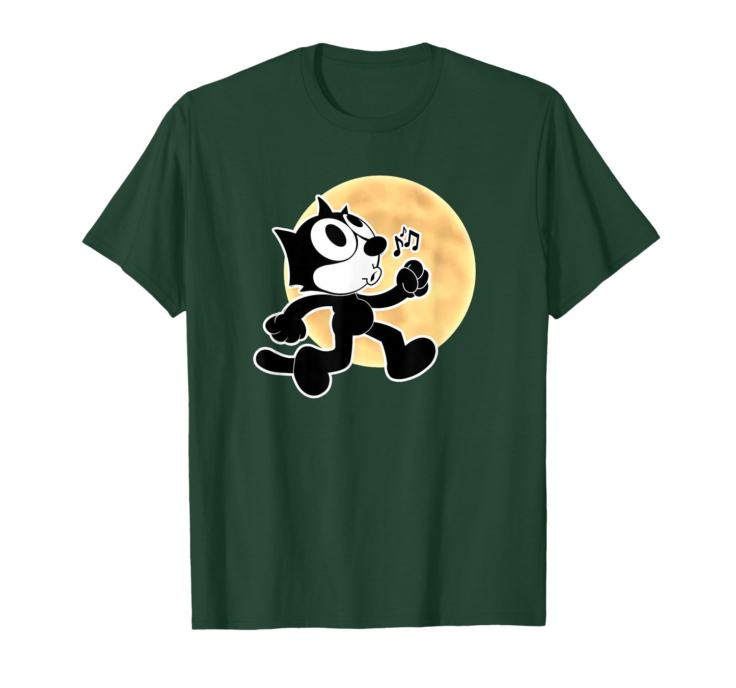 Felix Cartoon Whistling Music Notes Walking in Moonlight T-Shirt
