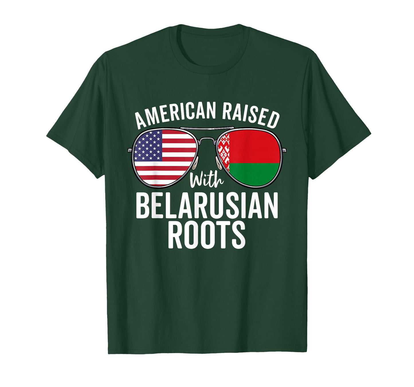 American Raised With Belarusian Roots USA Belarus Flag T-Shirt