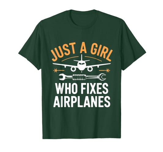 Aircraft Mechanic Women Just a Girl Who Fixes Airplanes T-Shirt