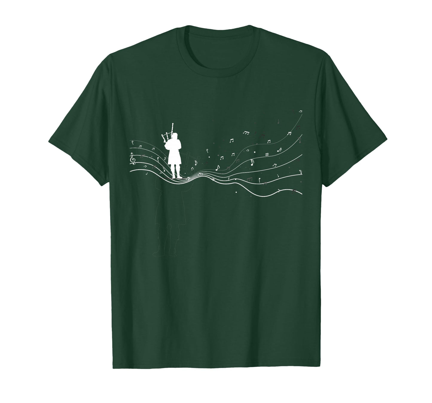 Bagpipe musician in music notes for Bagpipe player T-Shirt