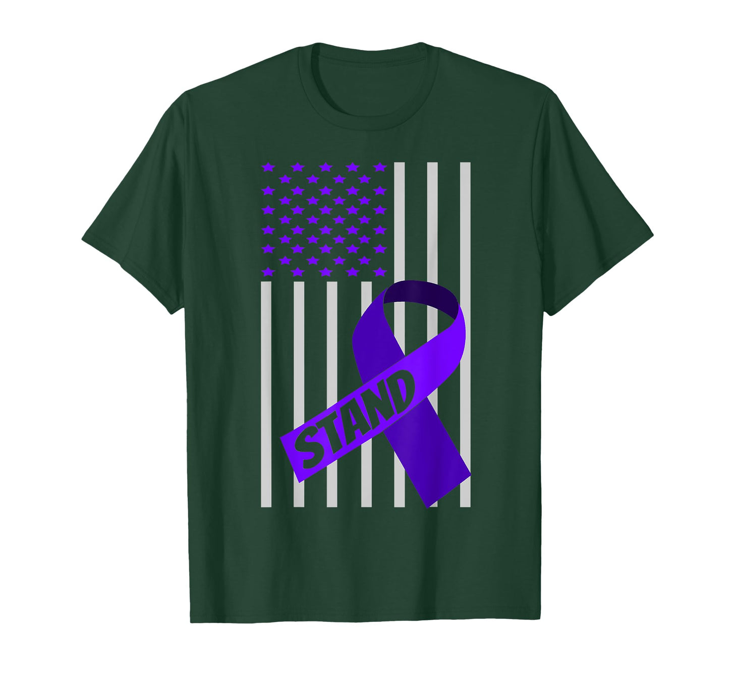 USA Flag Purple Ribbon Products Opioid Overdose Awareness T-Shirt for Women Men