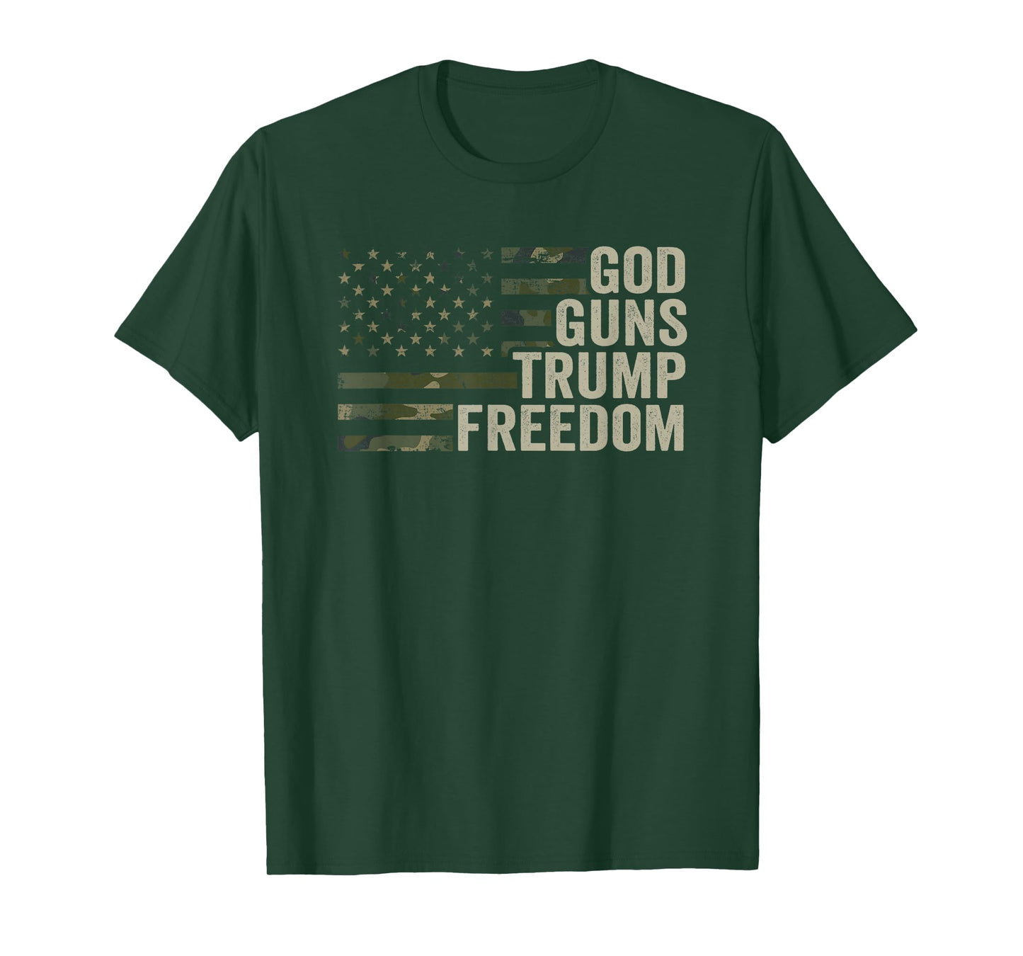 God Guns Trump Freedom - Funny Camouflage Pro Gun USA Flag T-Shirt