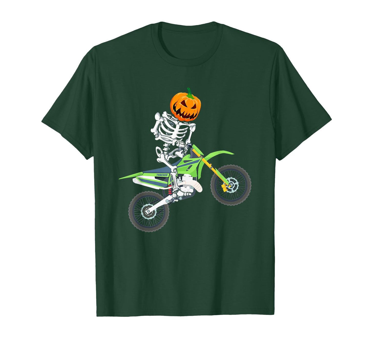 Skeleton Dirt Bike Halloween Pumpkin Motocross Biker T-Shirt