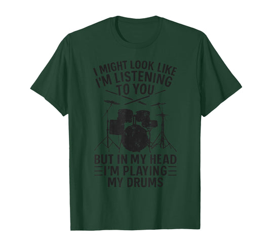 Drummer Men I’m Playing My Drums Cool Drummer Drumming Grey T-Shirt