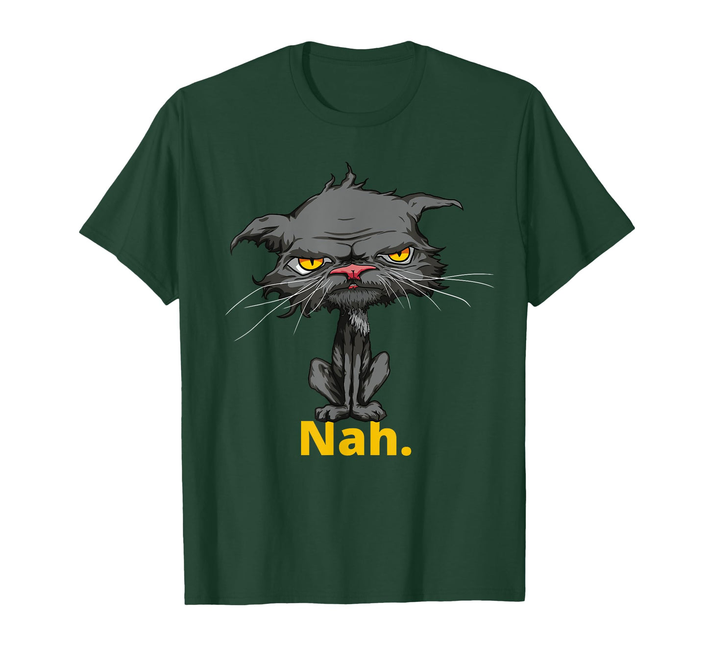 Cat Nah Funny Bored Cat Yellow Eyes Cat Lovers Kitten T-Shirt for Men Women Girls Kids