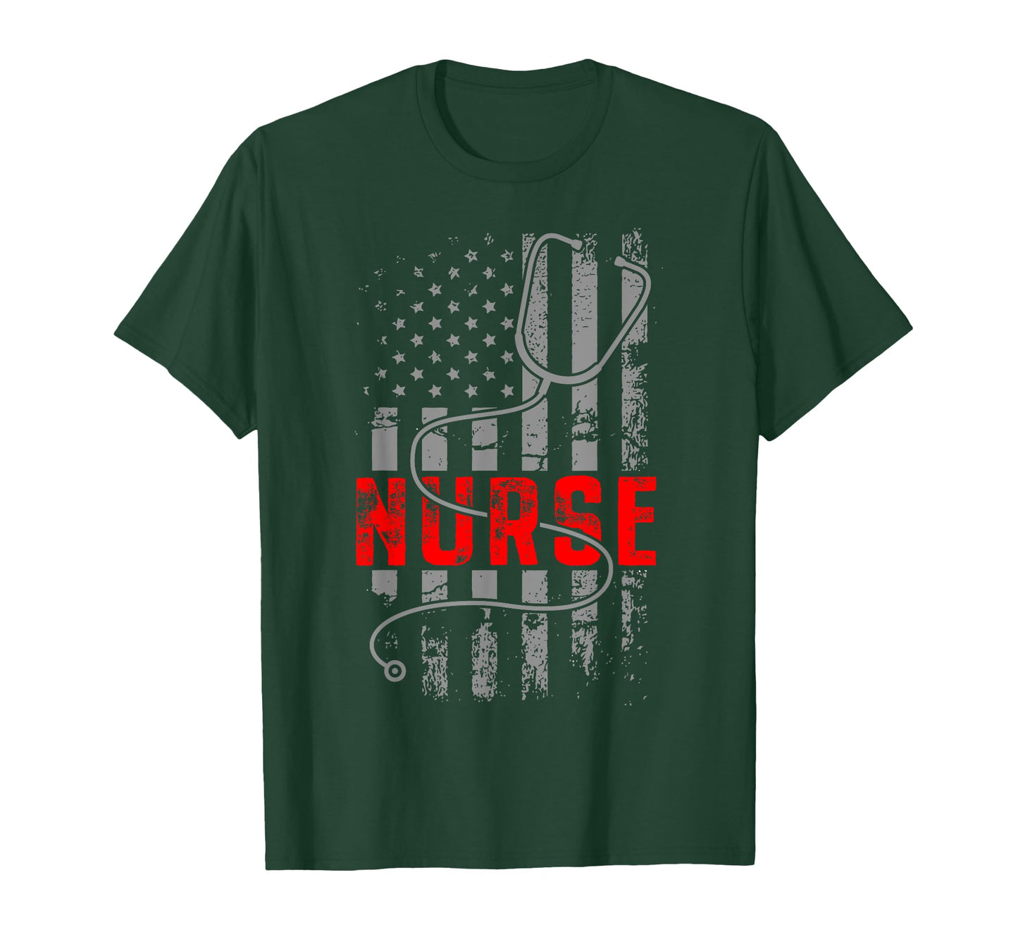 4th Of July USA Flag Patriotic Nurse Week Nurse Stethoscope Women Kids Men T-Shirt