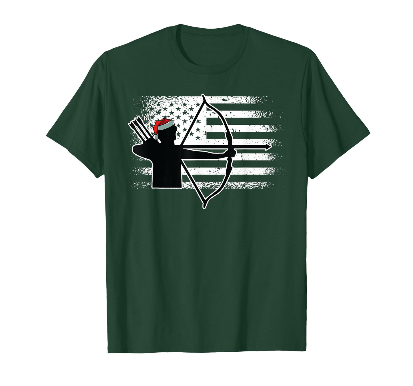 Archery American Flag Christmas Bow Hunting X-Mas Hunter T-Shirt for Women Kids Men