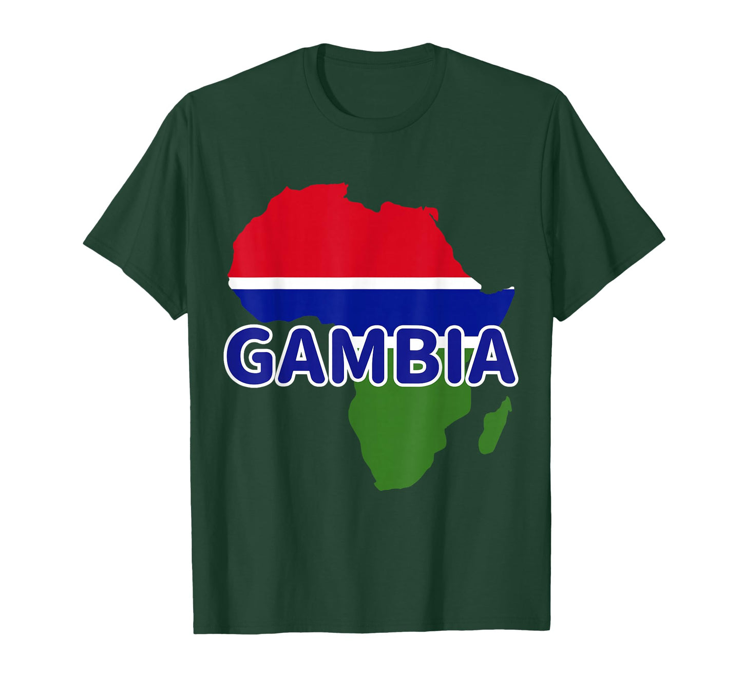 Gambia Gambian Pride Flag Map Africa Print T-Shirt