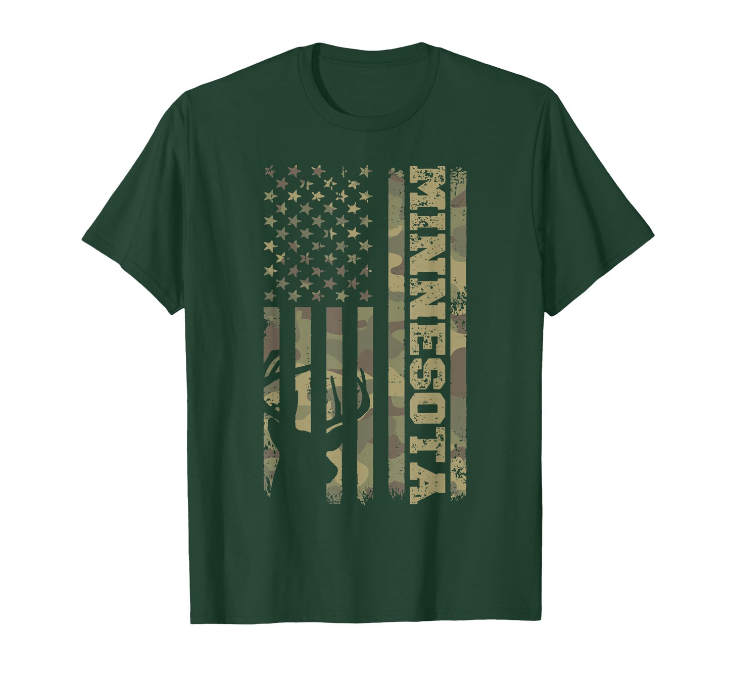 Minnesota Deer Hunter Vintage Deer Hunting Camo USA Flag T-Shirt for Women Kids Men