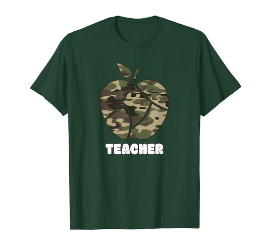 Apple Camoflauge Clothing Camo Student Teacher Cute School T-Shirt for Men Women Kids