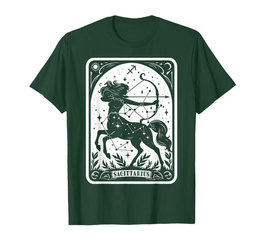 Sagittarius Zodiac Centaur Astrology Sign Vintage Tarot Card T-Shirt