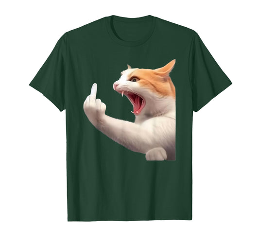 Angry Cat Middle Finger Meme Funny Catcore Tee for Gen Z T-Shirt