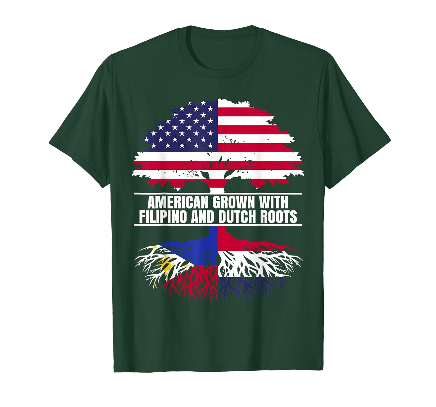 American Grown with Flag Heritage Filipino Dutch Roots T-Shirt