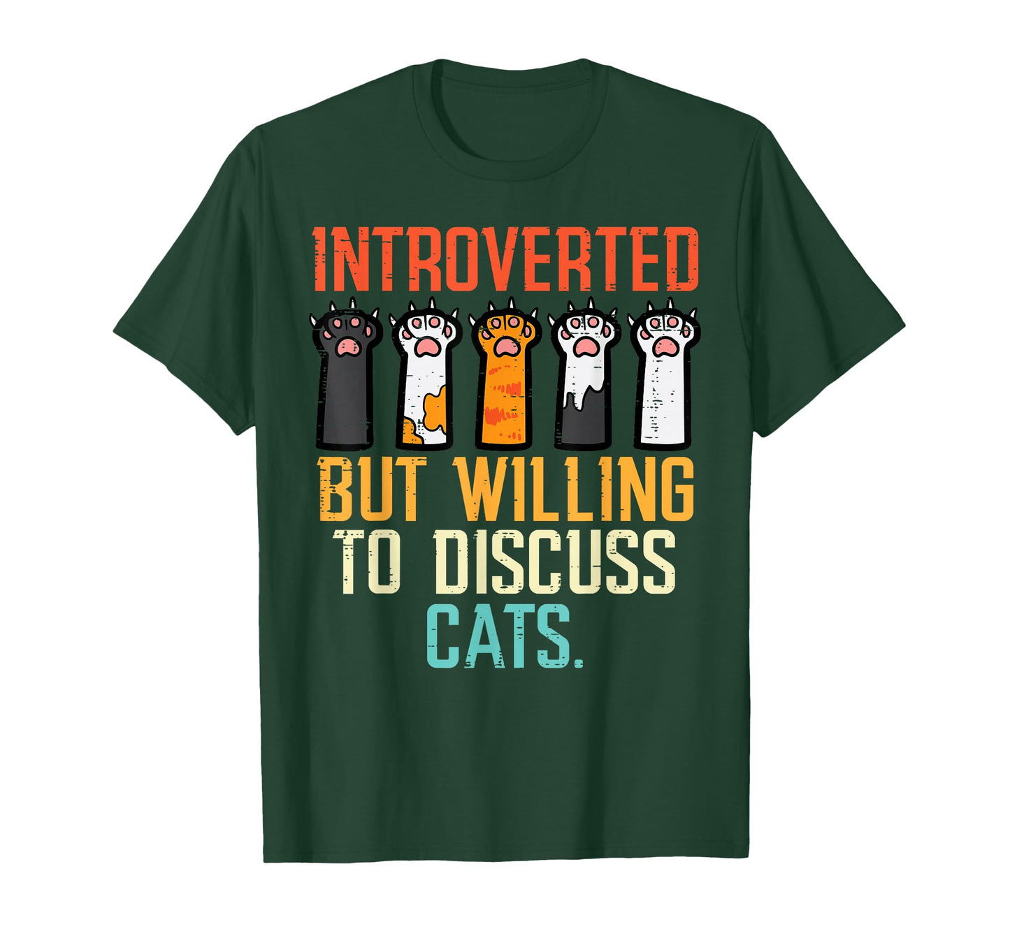 Introverted But Willing To Discuss Cats Funny Men Women Kids T-Shirt