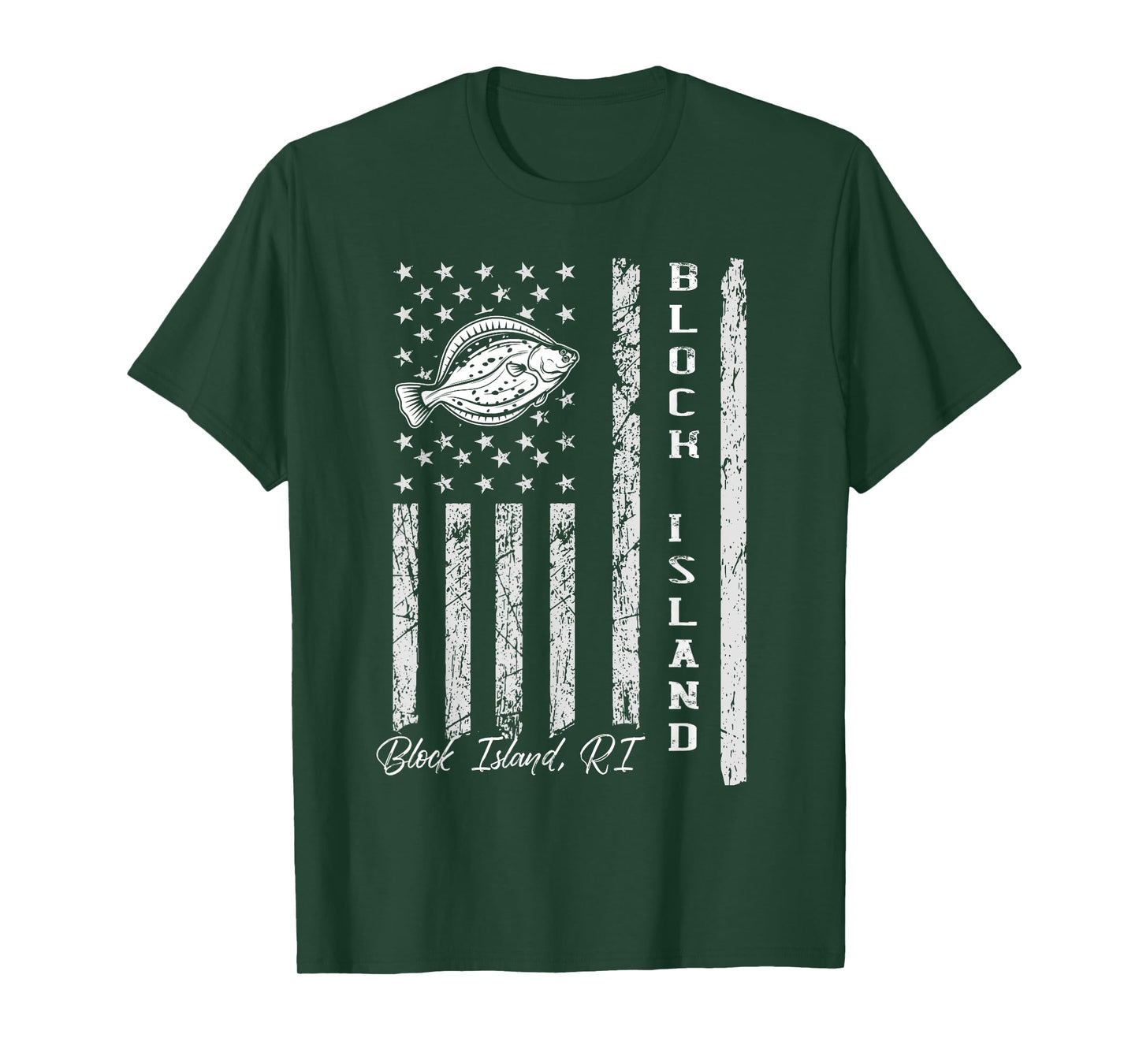 Block Island RI for Fluke Fishing Fishermen T-Shirt