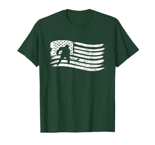 American Flag T-Shirt For Hockey Player Patriotic T-Shirt