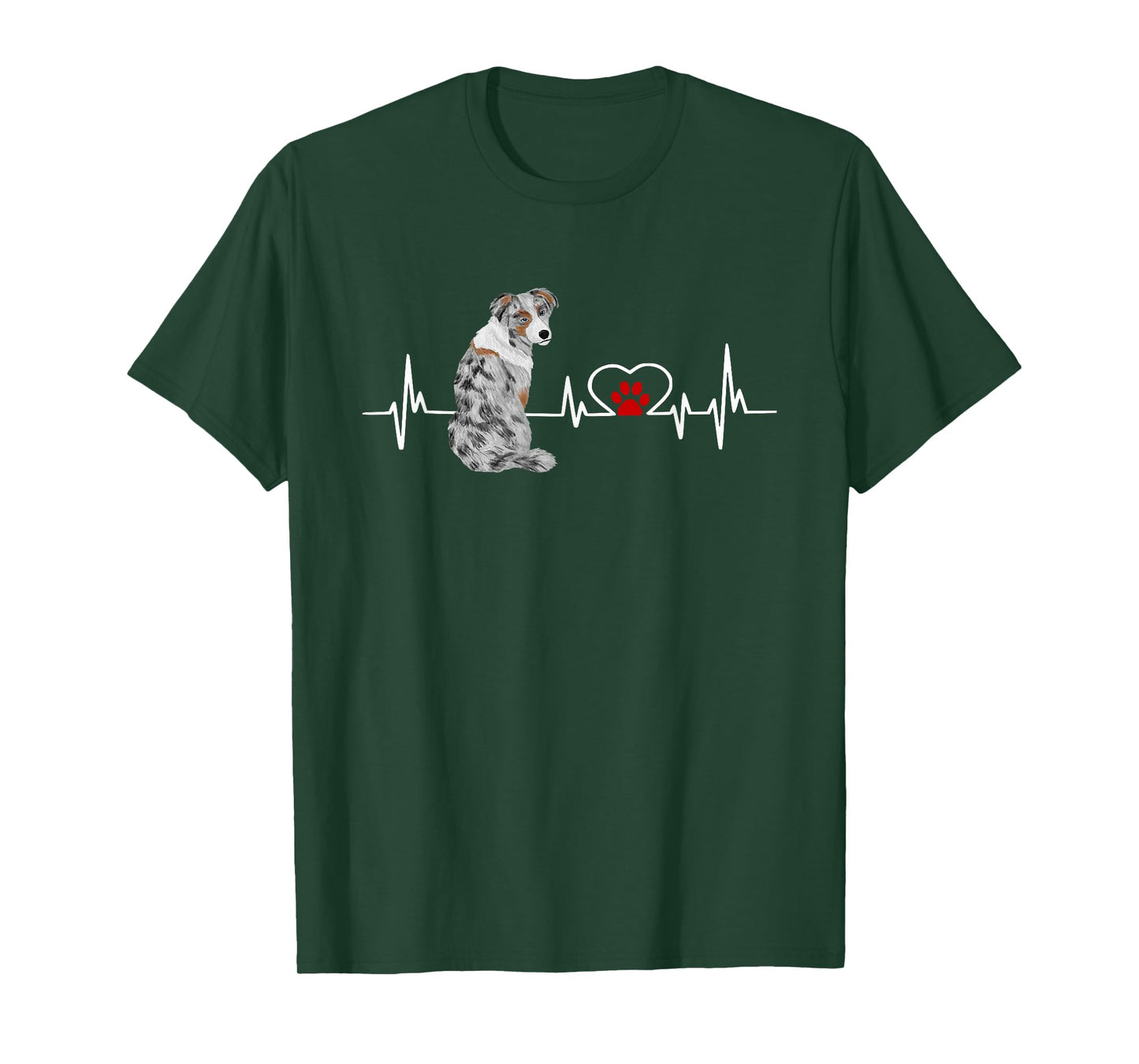 Australian Shepherd EKG Heartbeat Heart Line T-Shirt