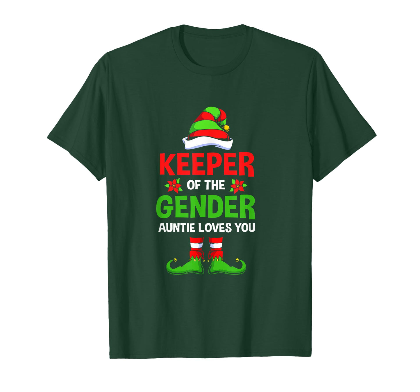 Christmas Gender Reveal Aunt Cute Elf Keeper Of The Gender T-Shirt
