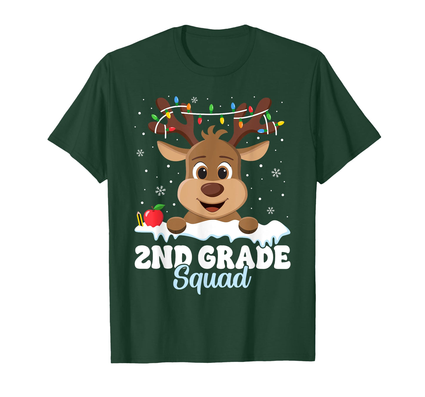 2nd Grade Teacher Christmas Second Grade Squad Reindeer Xmas T-Shirt for Men Women Kids