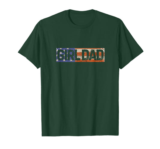 Girl Dad Gifts for Fathers Dads Papa USA Flag American Flags T-Shirt