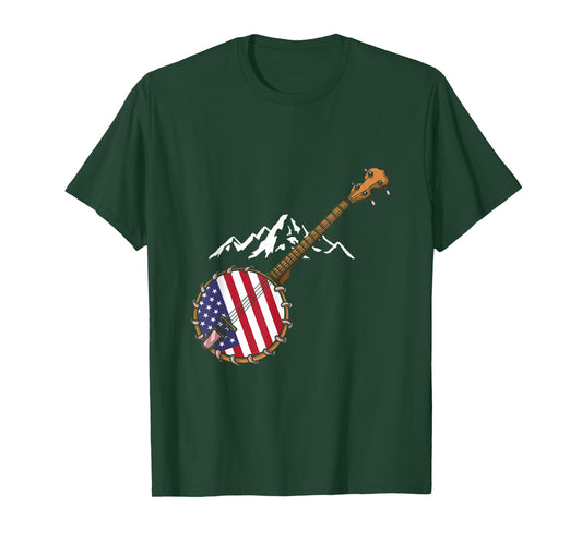 Banjo T-Shirt for Men Bluebird Tennesse Mandolin T-Shirt