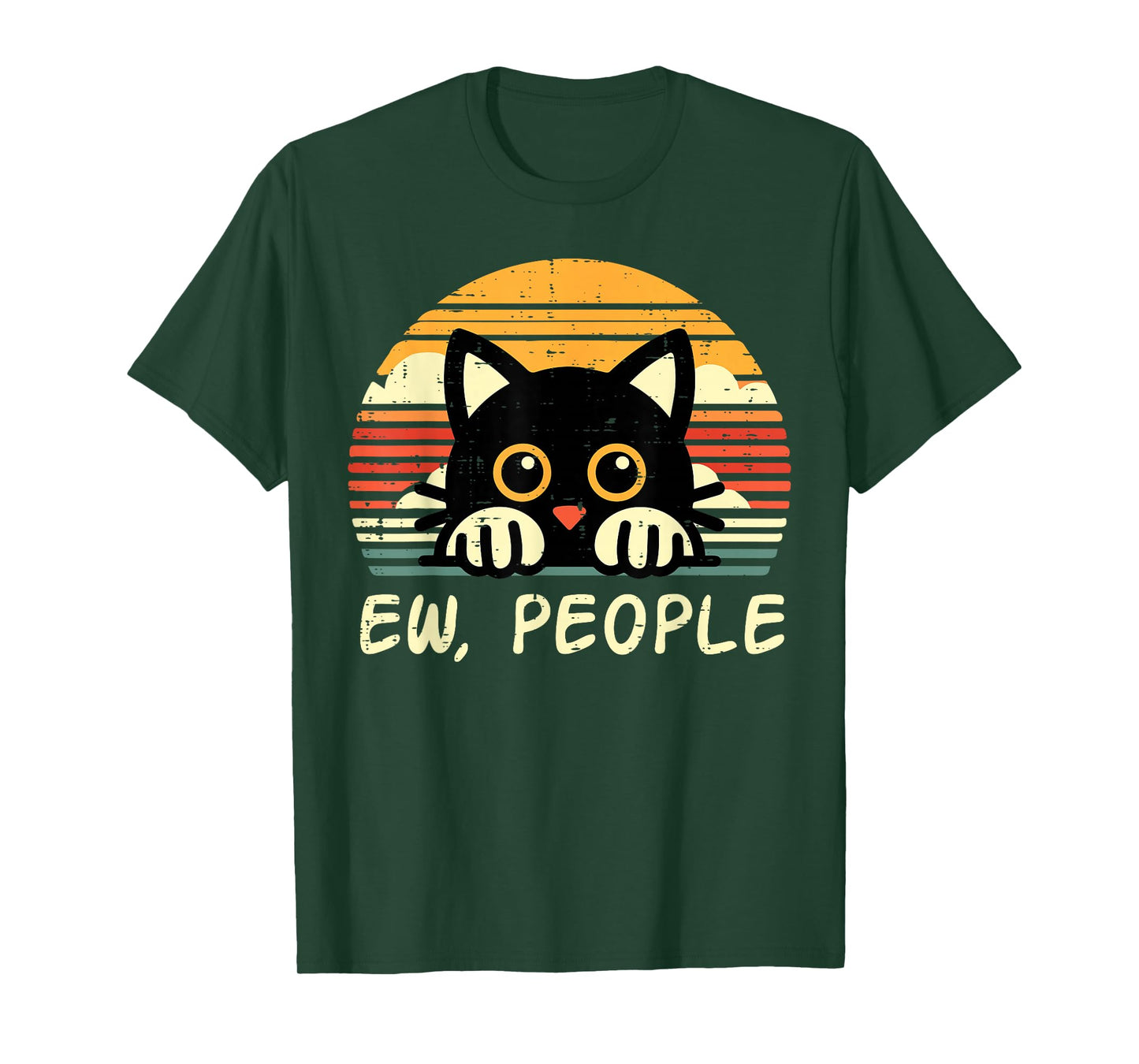 Black Cat Eww People Funny Introvert Meme Women Men Kids T-Shirt