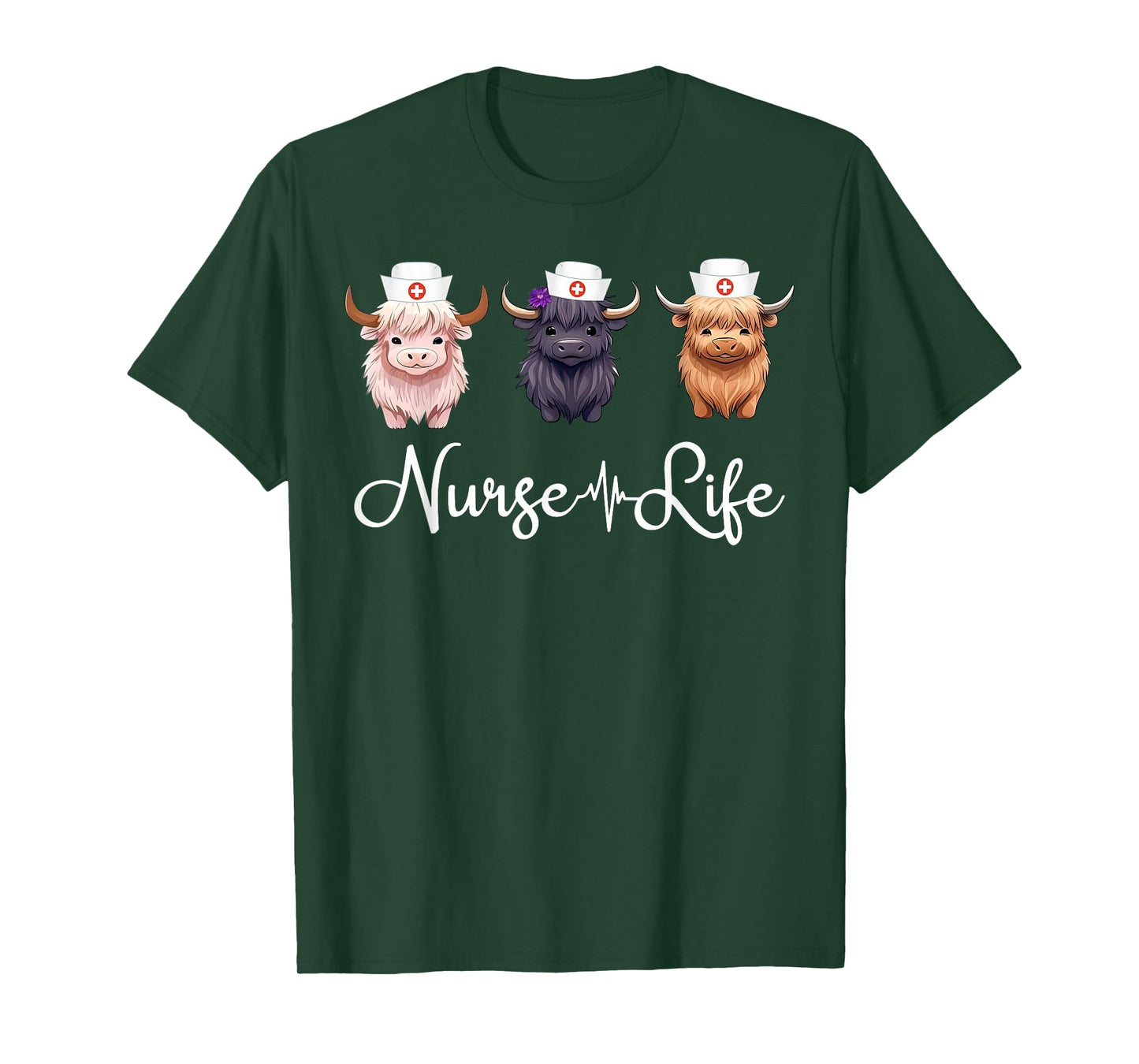 Cute Highland Cow Nurse Life Farm Animal Lover Nursing T-Shirt
