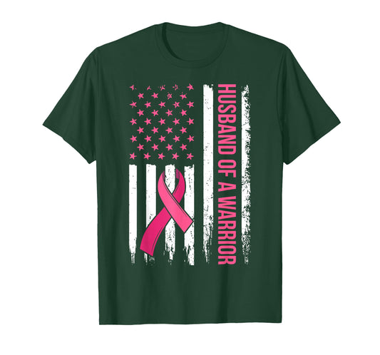 Husband of A Warrior Breast Cancer Awareness Pink Ribbon T-Shirt