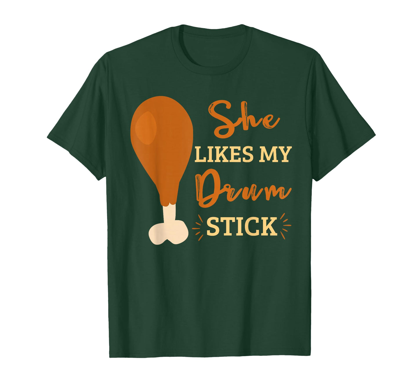 She Likes My Drum Stick Funny Couple Matching Thanksgiving T-Shirt