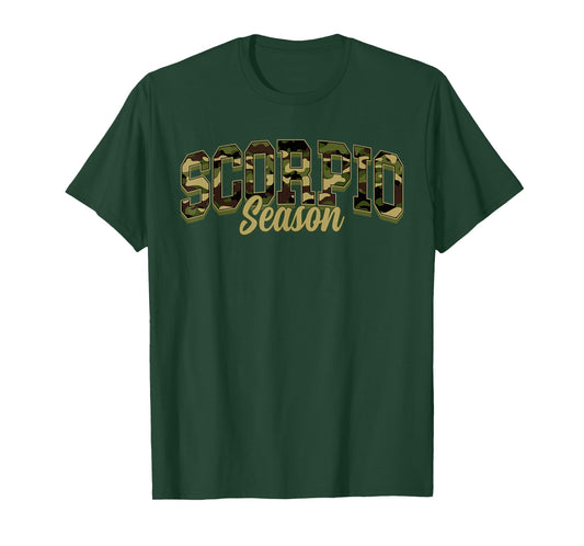 Scorpio Season Camo Camouflage Birthday Zodiac T-Shirt