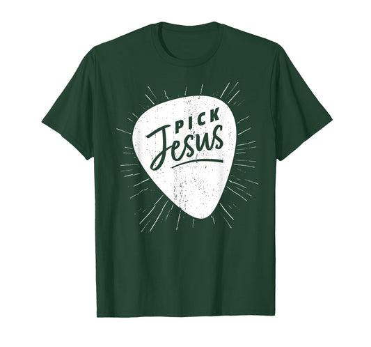 Christian Guitarist Pick Jesus Guitar Player Church Guitar T-Shirt